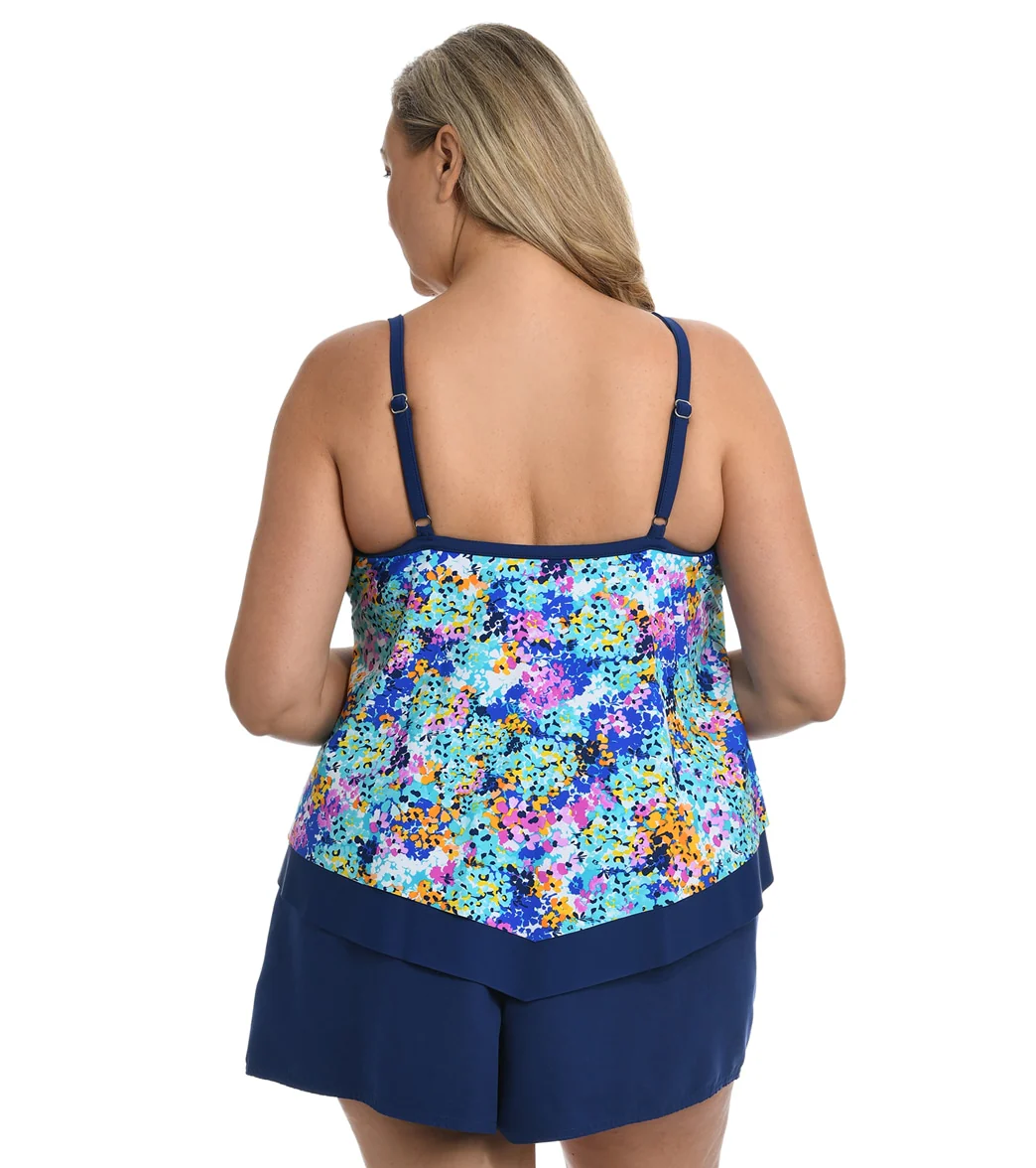 Maxine Women's Plus Size Hydrangea Hills Flutter Tankini Top - Image 2