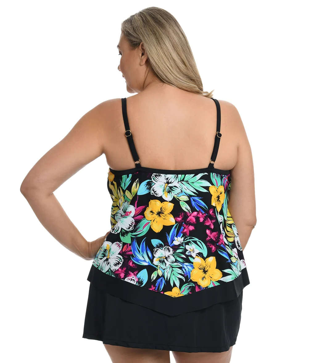 Maxine Women's Plus Size Island Mist Flutter Tankini Top - Image 2