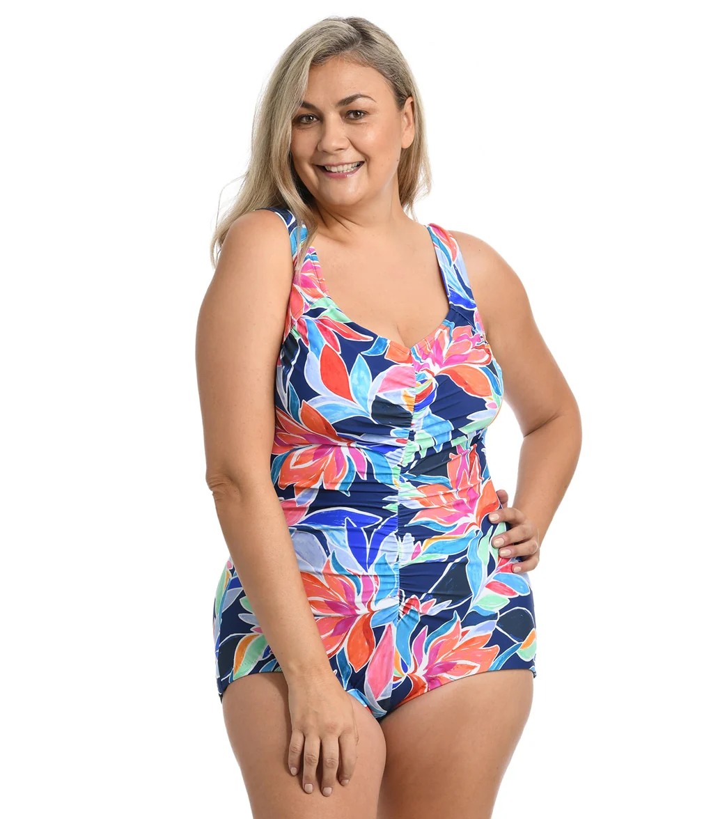 Maxine Women's Plus Size Jungle Vines Girl Leg One Piece Swimsuit - Image 4