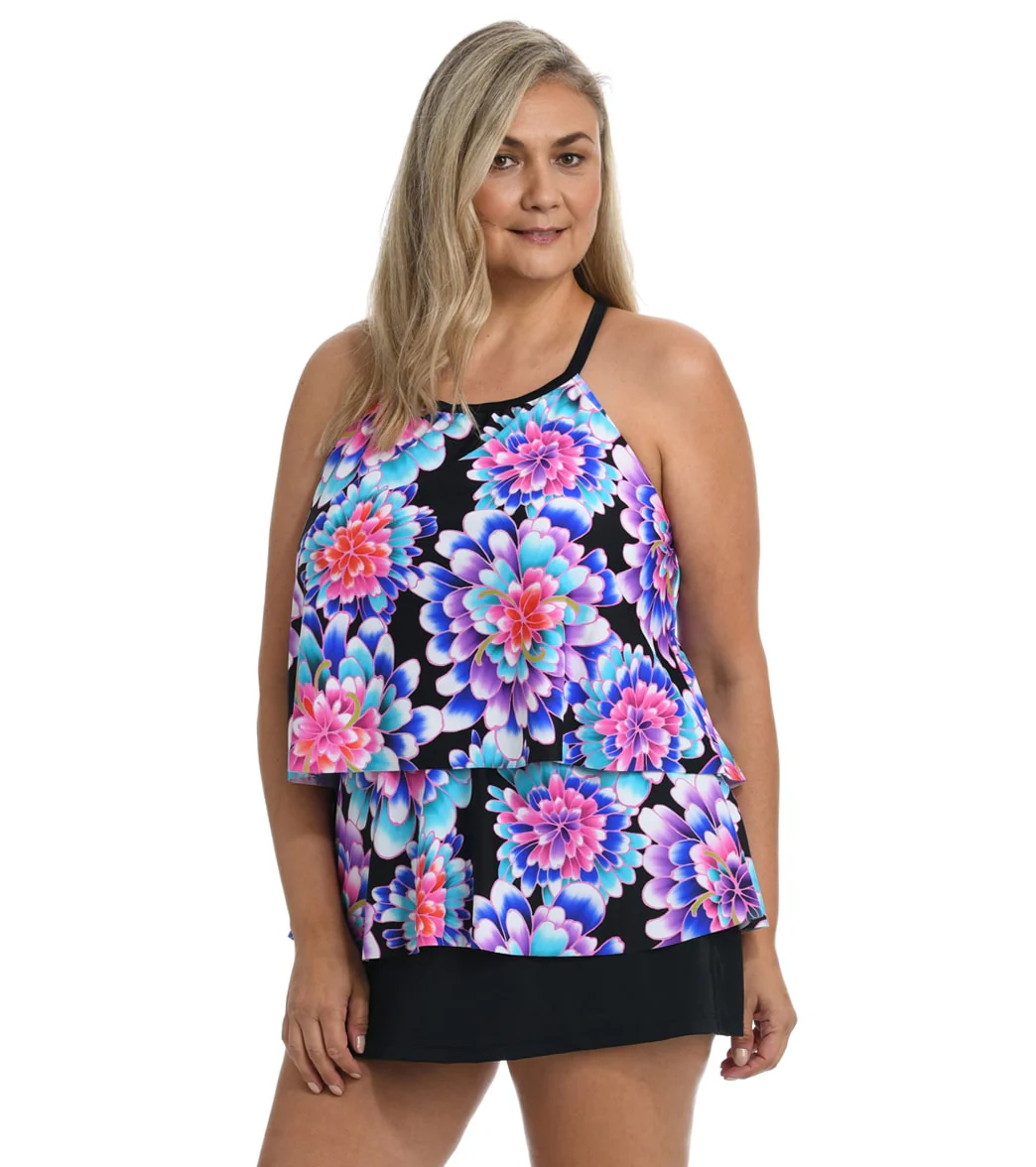 Maxine Women's Plus Size Mums The Word High Neck Tankini Top - Image 4