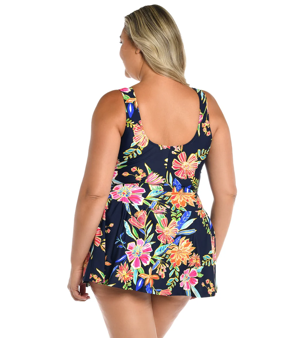 Maxine Women's Plus Size Mystic Garden Empire Swim Dress - Image 2