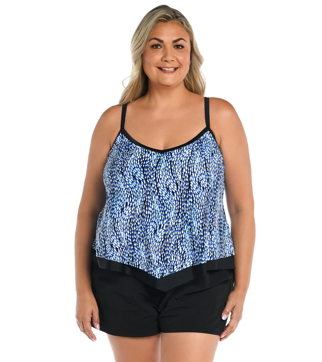 Maxine Women's Plus Size Tidal Wave Flutter Tankini Top - Image 4