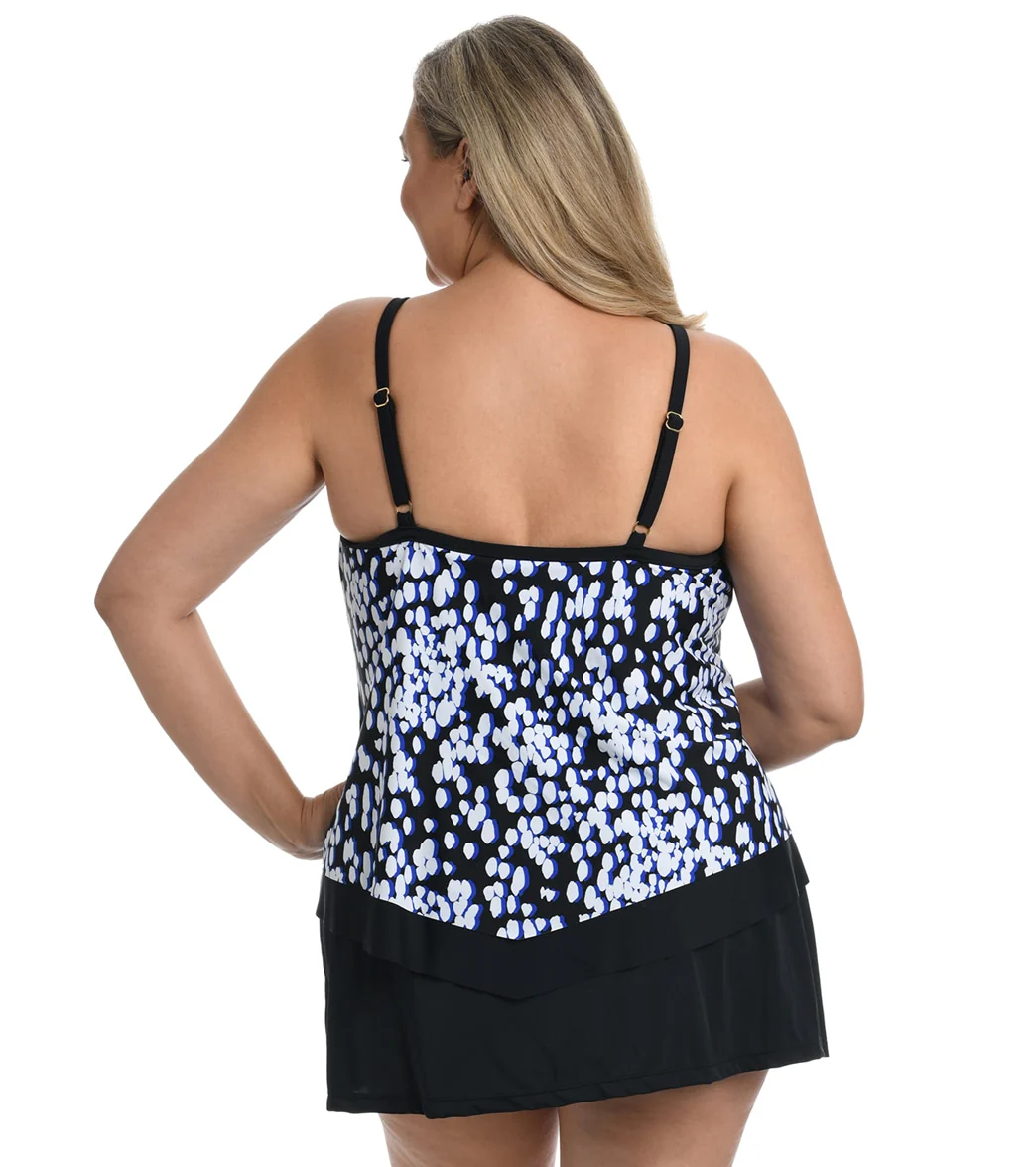 Maxine Women's Plus Size Tropical Rain Flutter Tankini Top - Image 2