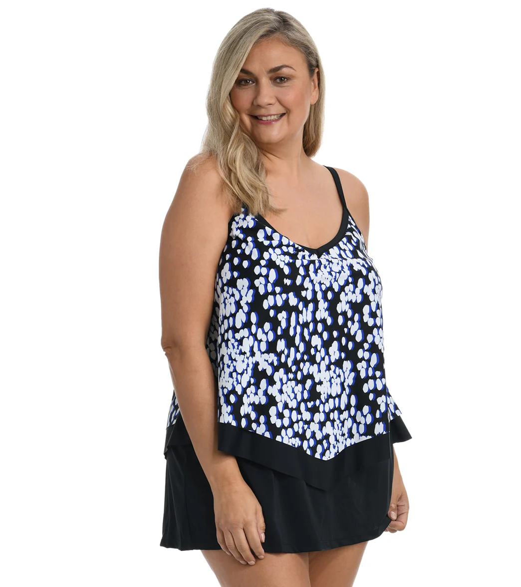 Maxine Women's Plus Size Tropical Rain Flutter Tankini Top - Image 4