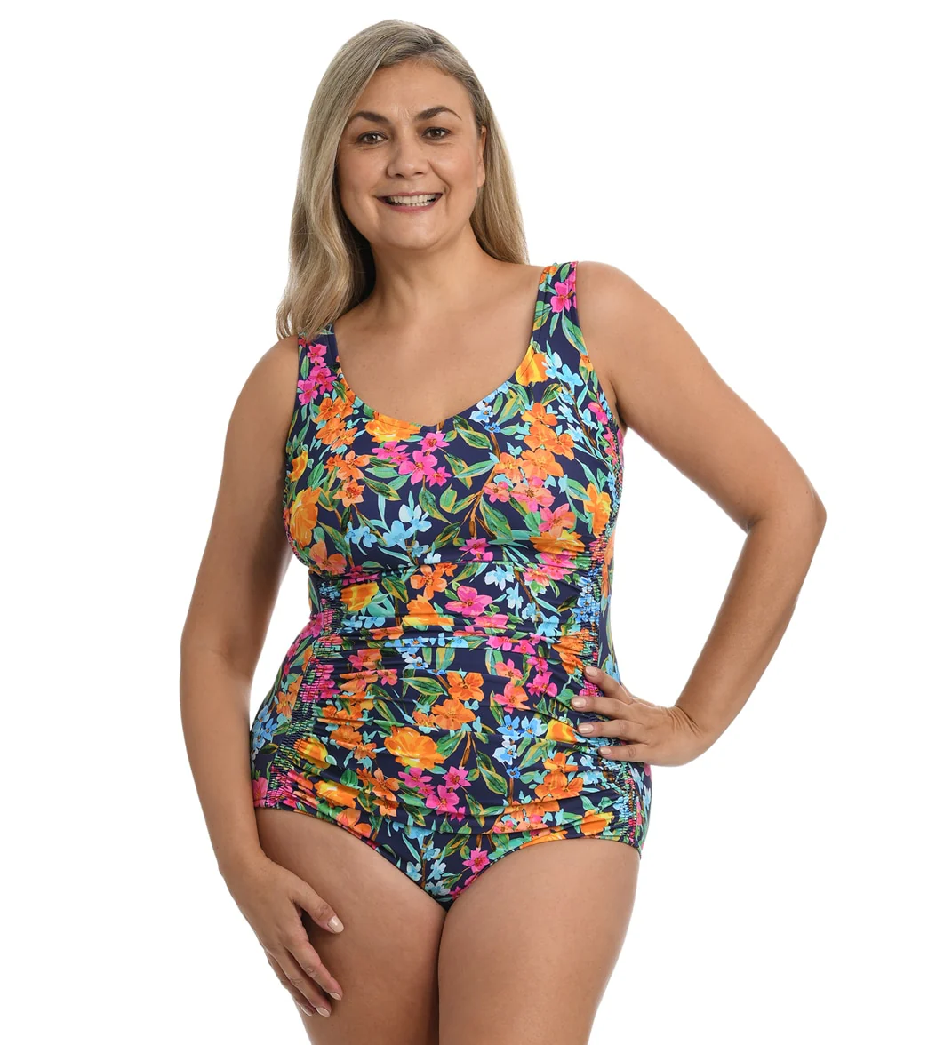 Maxine Women's Plus Size Wildflower Girl Leg Mio One Piece Swimsuit - Image 4