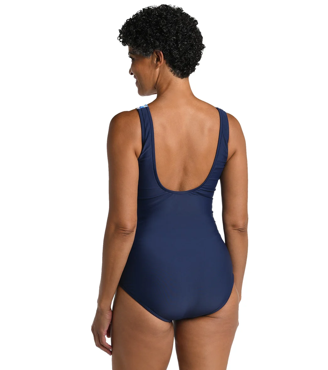 Maxine Women's Shibori Vines High Neck One Piece Swimsuit - Image 2