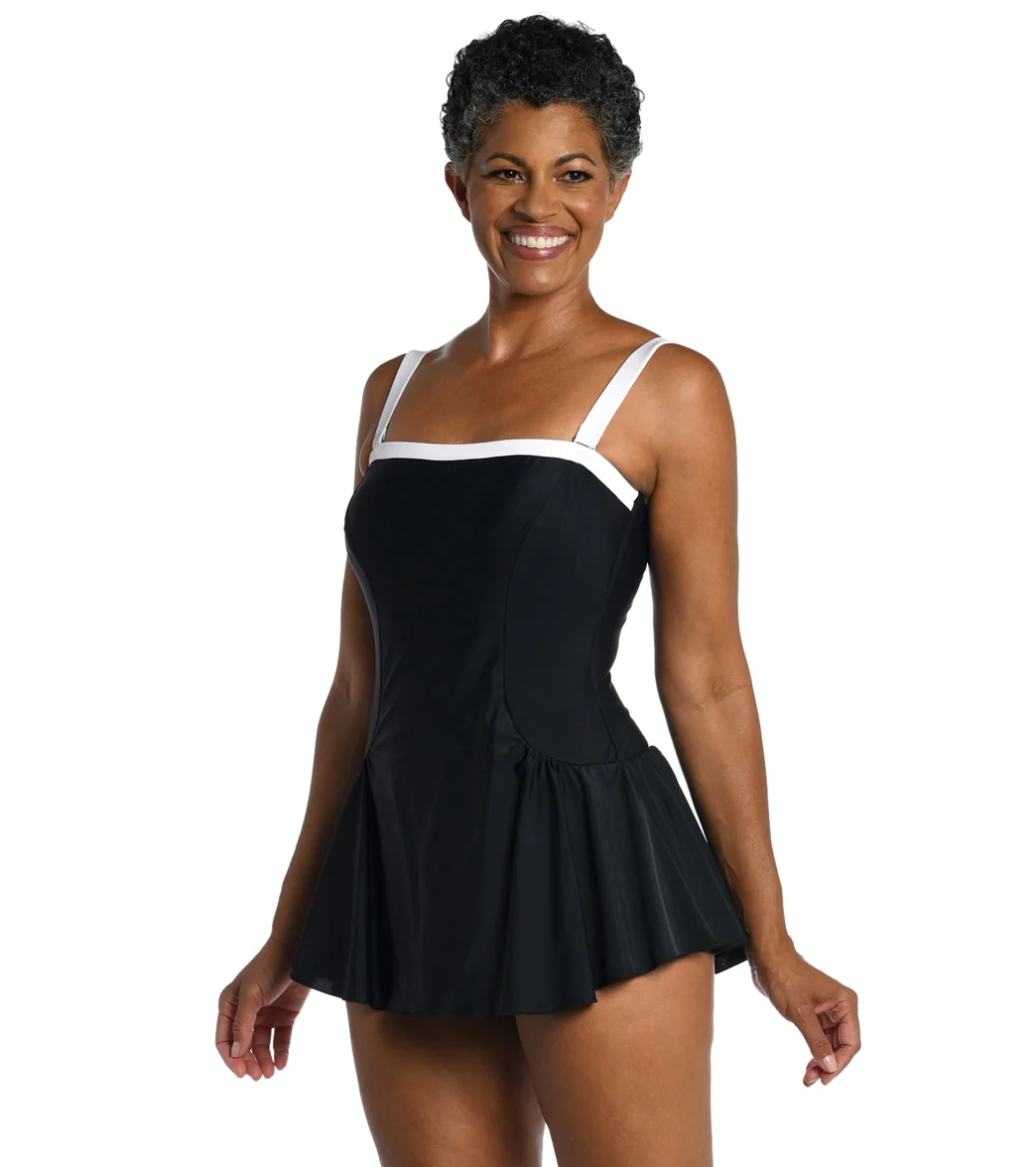 Maxine Women's Solid Bandeau Princess Seam Swim Dress - Image 15