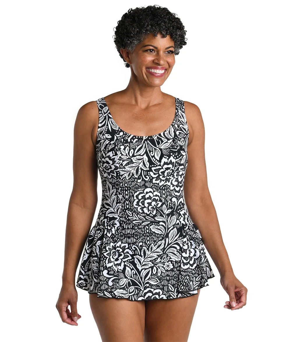 Maxine Women's Tahitian Tribe Floral Princess Seam Swim Dress - Image 5