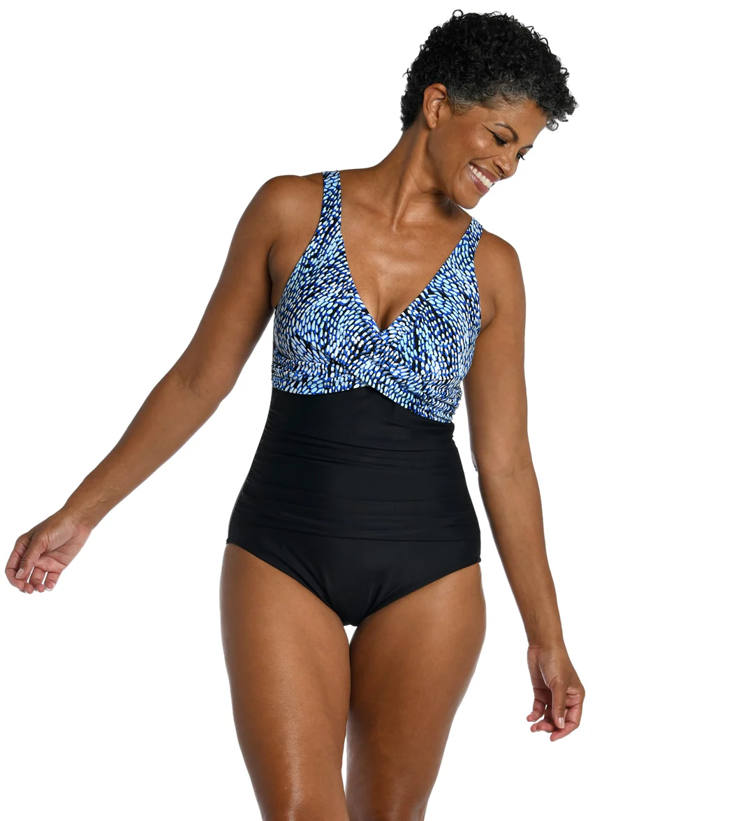 Maxine Women's Tidal Wave Wrap Front One Piece Swimsuit - Image 3