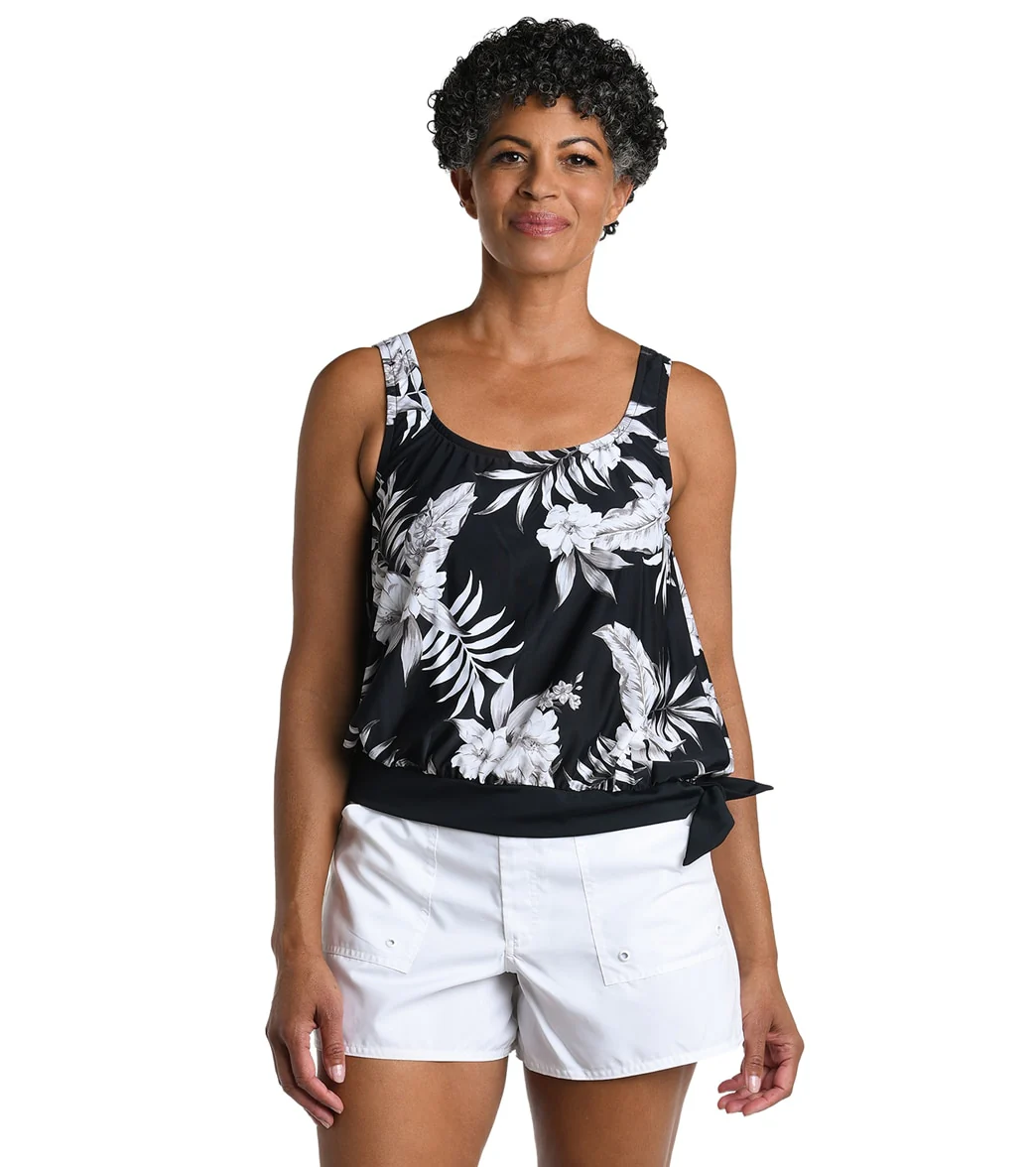 Maxine Women's Tropic Paradise Banded Scoop Blouson Tankini Top - Image 5