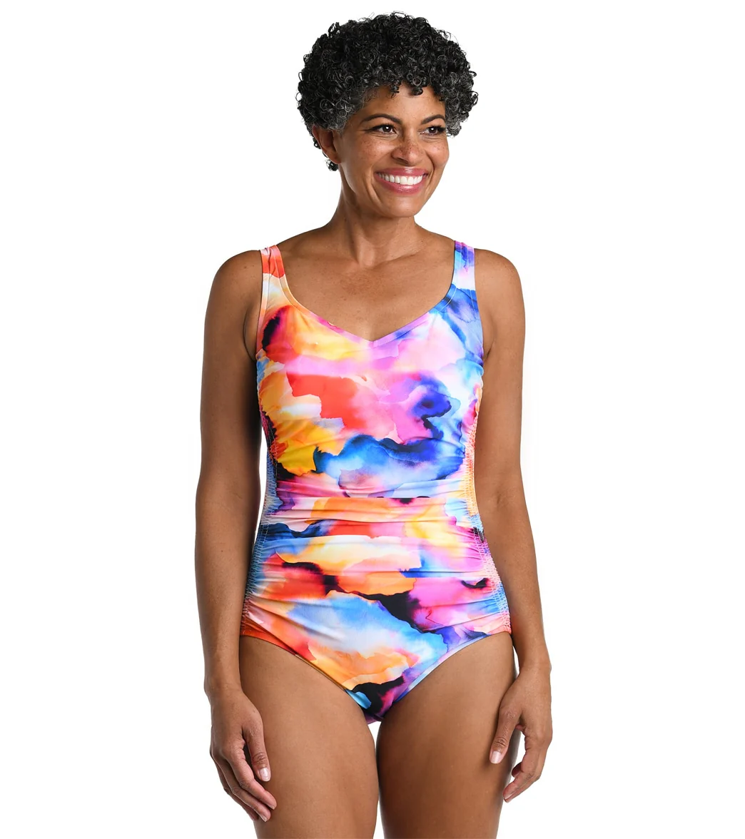 Maxine Women's Watercolor Bliss Over The Shoulder One Piece Swimsuit - Image 6