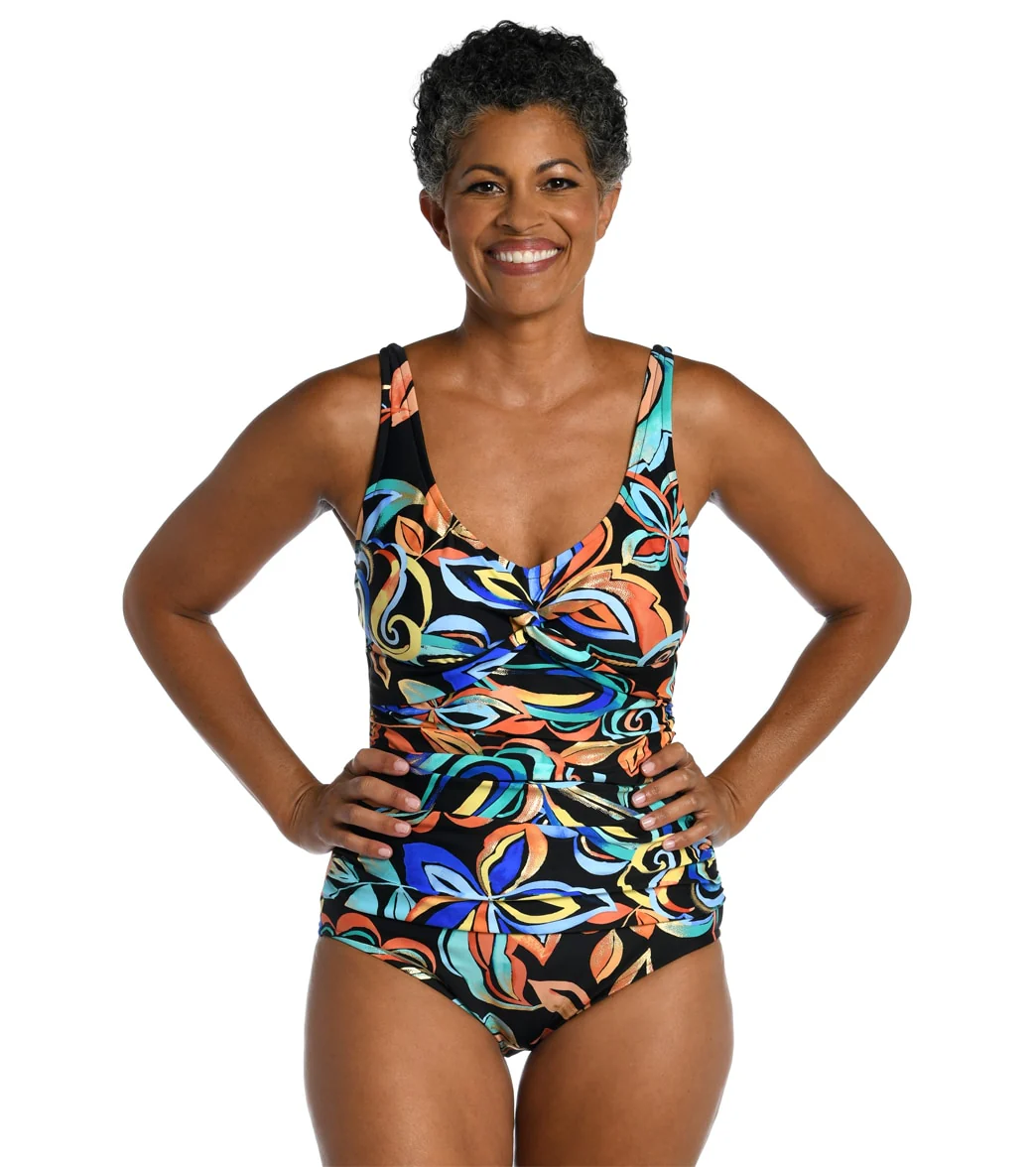 Maxine Women's Watercolor Expressions Twist Front One Piece Swimsuit - Image 4