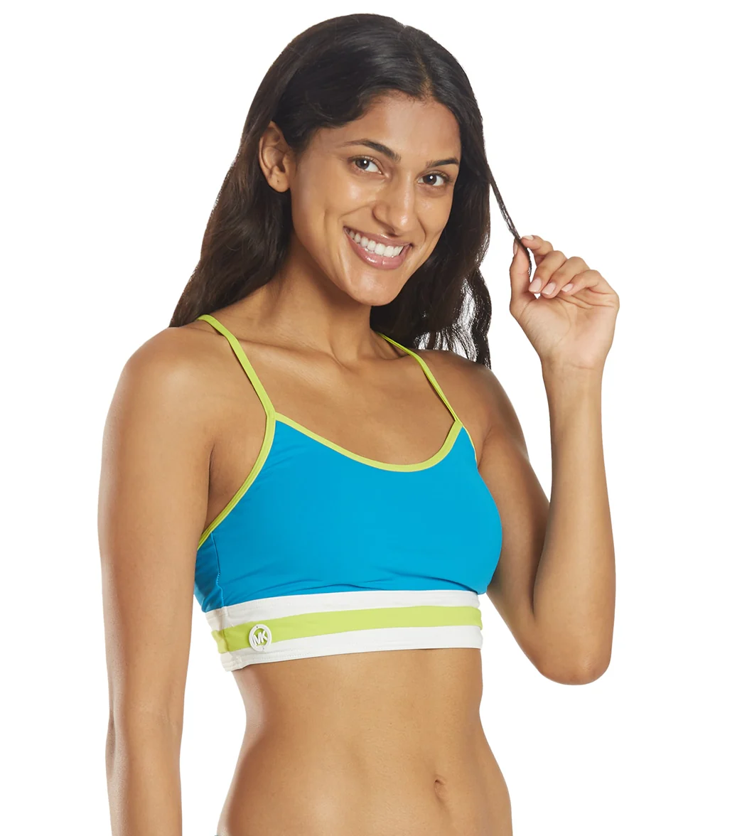 Michael Kors Women's Color Block Racer Back Crop Bikini Top - Image 2