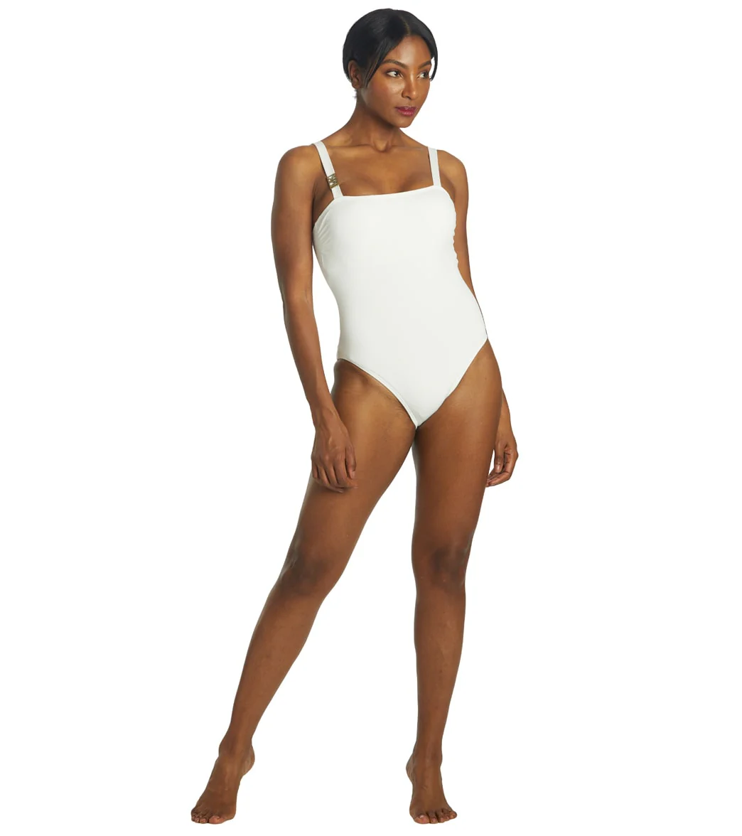 Michael Kors Women's Logo Solid Over the Shoulder One Piece Swimsuit - Image 12