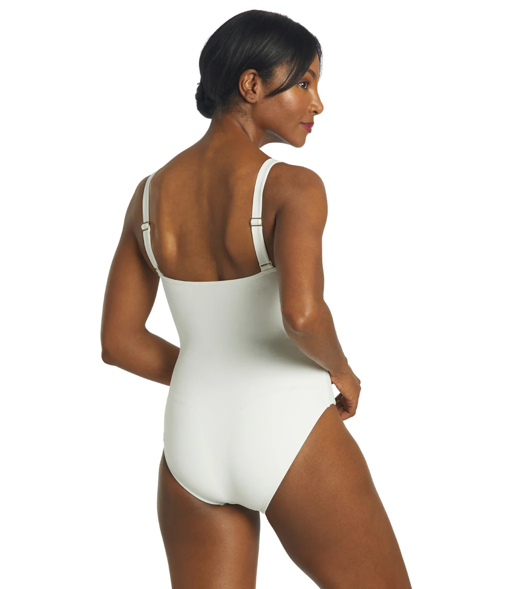 Michael Kors Women's Logo Solid Over the Shoulder One Piece Swimsuit - Image 13