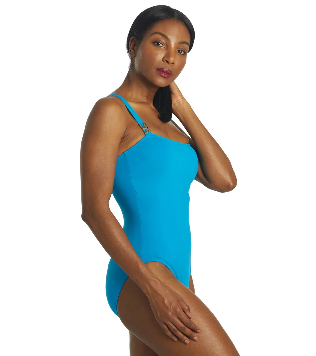 Michael Kors Women's Logo Solid Over the Shoulder One Piece Swimsuit - Image 2