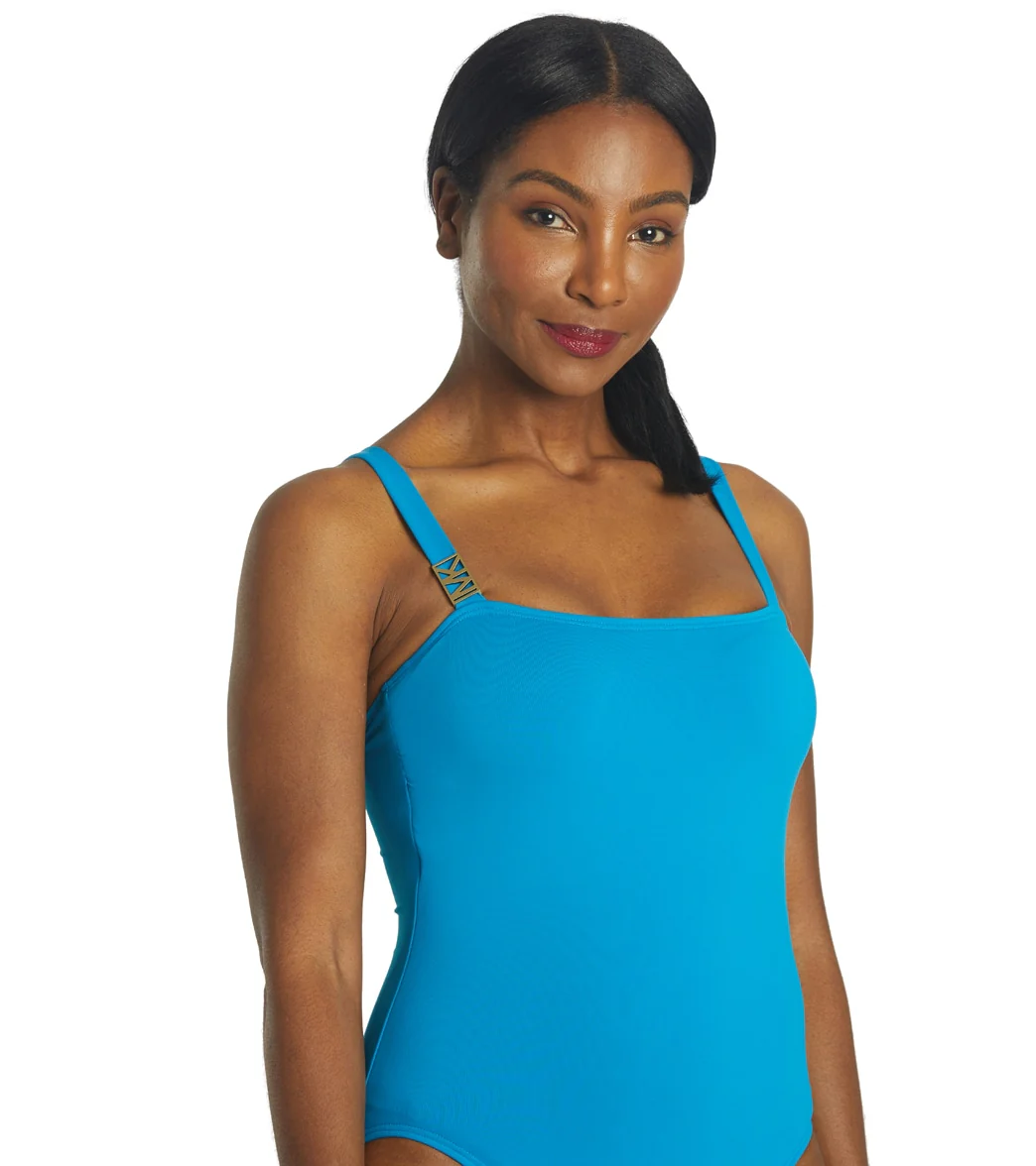 Michael Kors Women's Logo Solid Over the Shoulder One Piece Swimsuit - Image 6