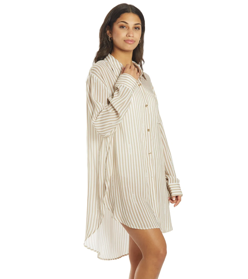 Michael Kors Women's Logo Stripe Shirt Cover Up - Image 10
