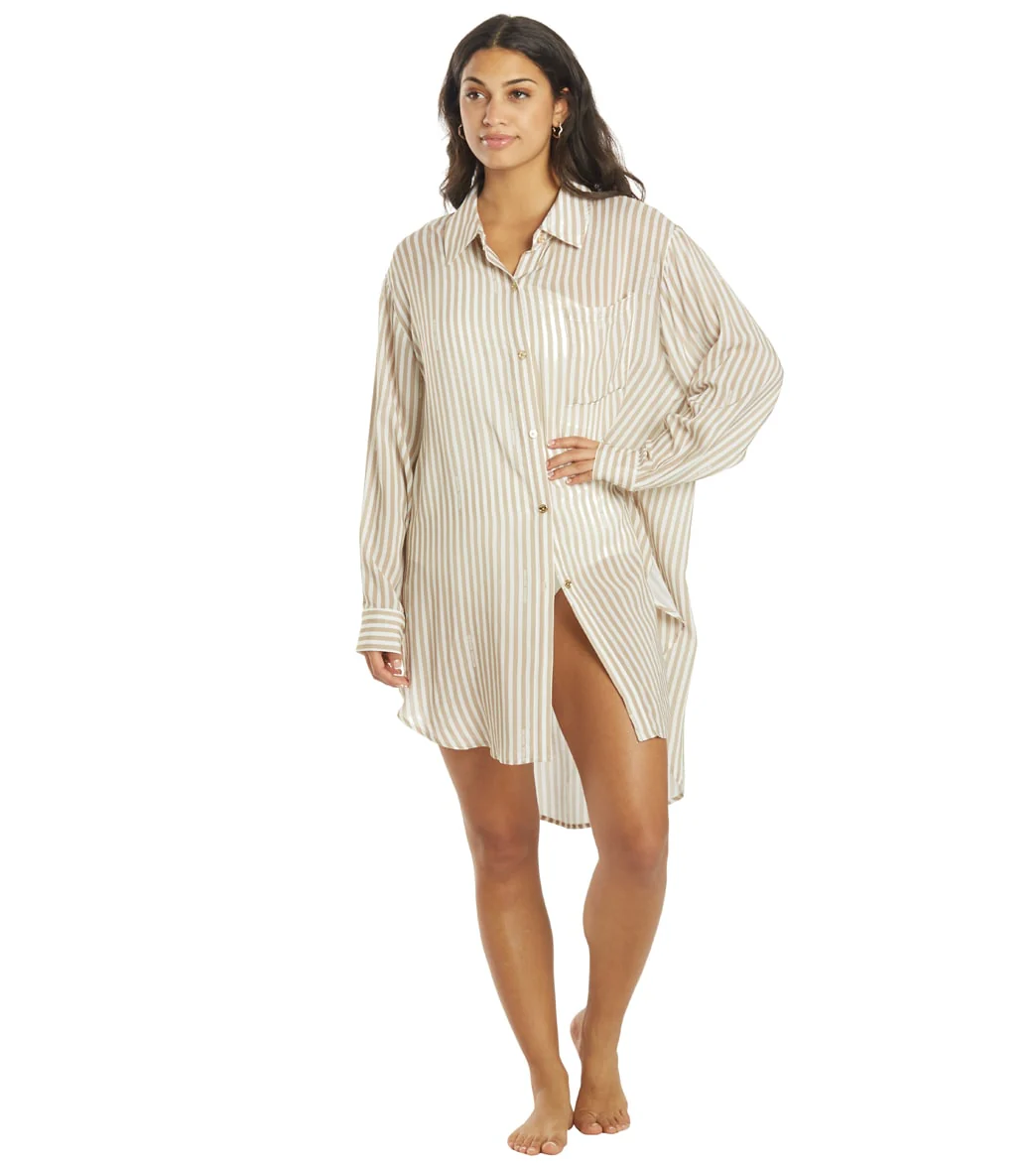 Michael Kors Women's Logo Stripe Shirt Cover Up - Image 12