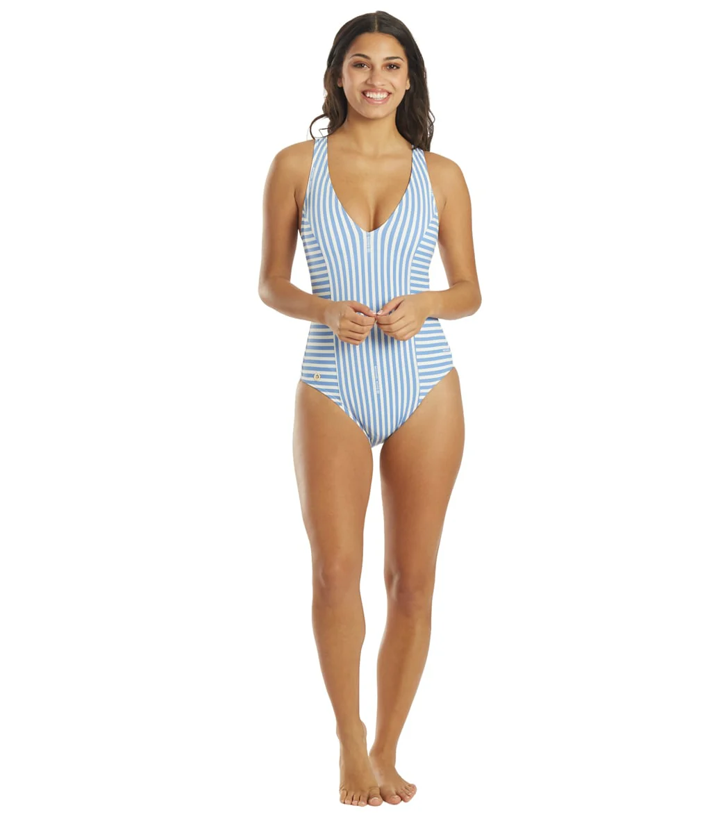 Michael Kors Women's  Logo Stripe V Neck One Piece Swimsuit - Image 4