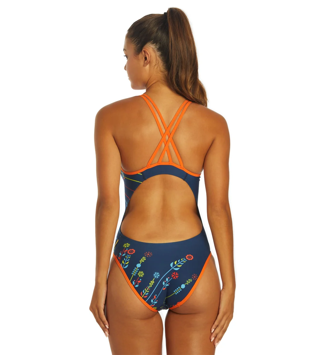 Mizuno Women's Exer Print Double Cross Back One Piece Swimsuit - Image 5