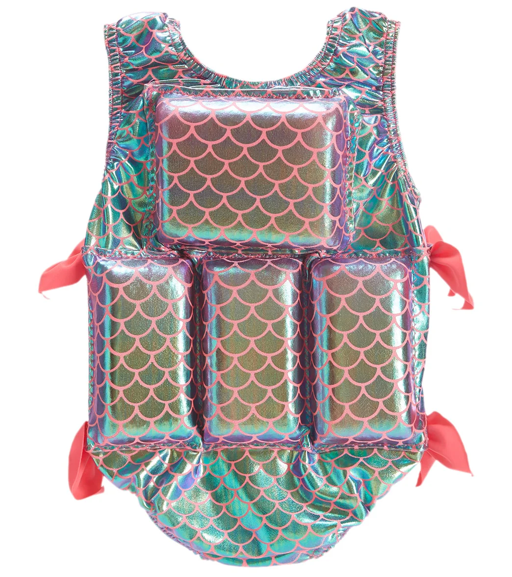 My Pool Pal Girl's Coral Metalic Mermaid Float Suit on Swimsuit - Image 2