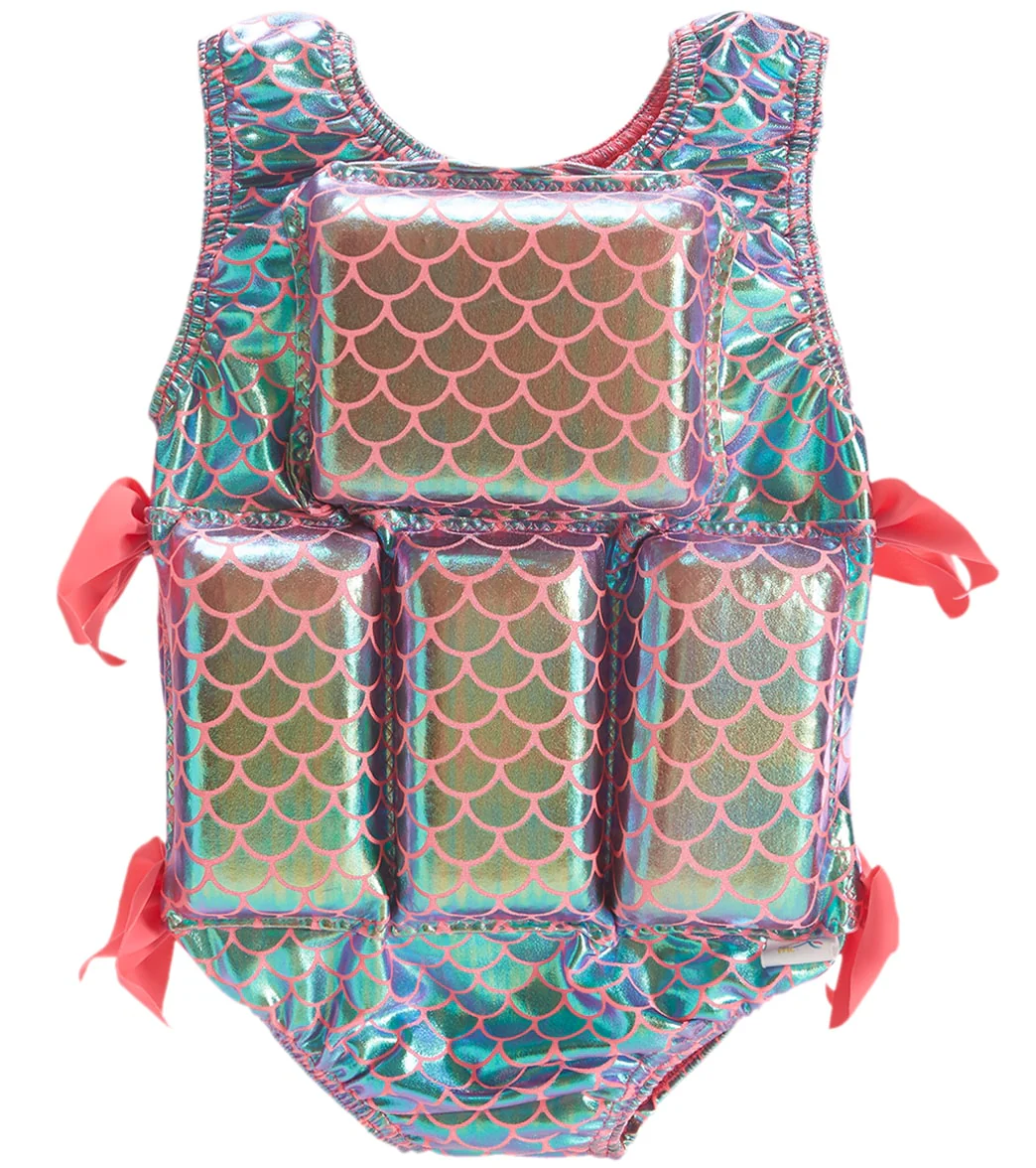My Pool Pal Girl's Coral Metalic Mermaid Float Suit on Swimsuit - Image 4