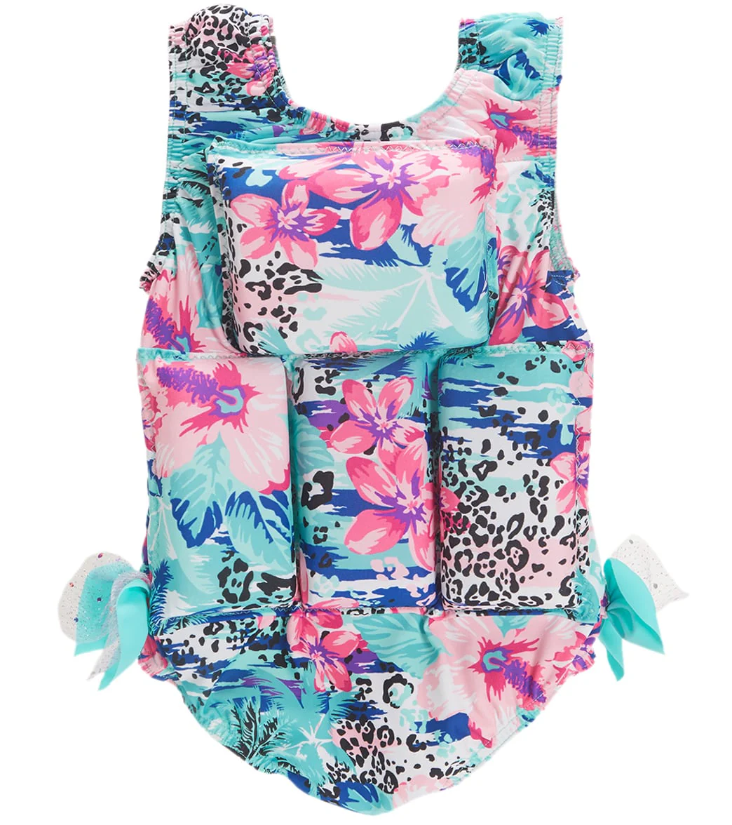 My Pool Pal Girl's Leopard Tropical Floatation Swimsuit - Image 2