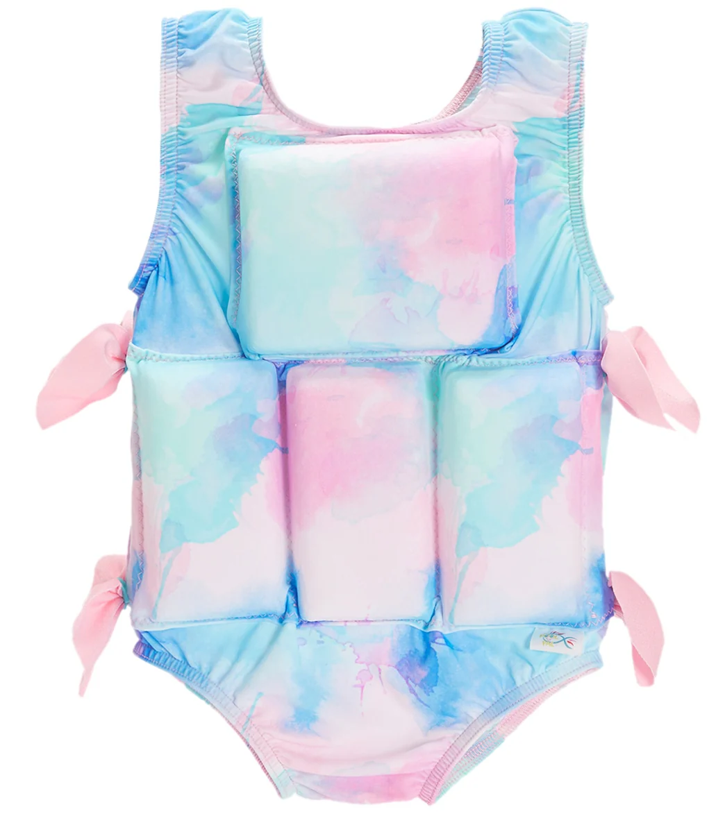 My Pool Pal Girl's Pastel Paint Splatter Floatation Swimsuit - Image 4
