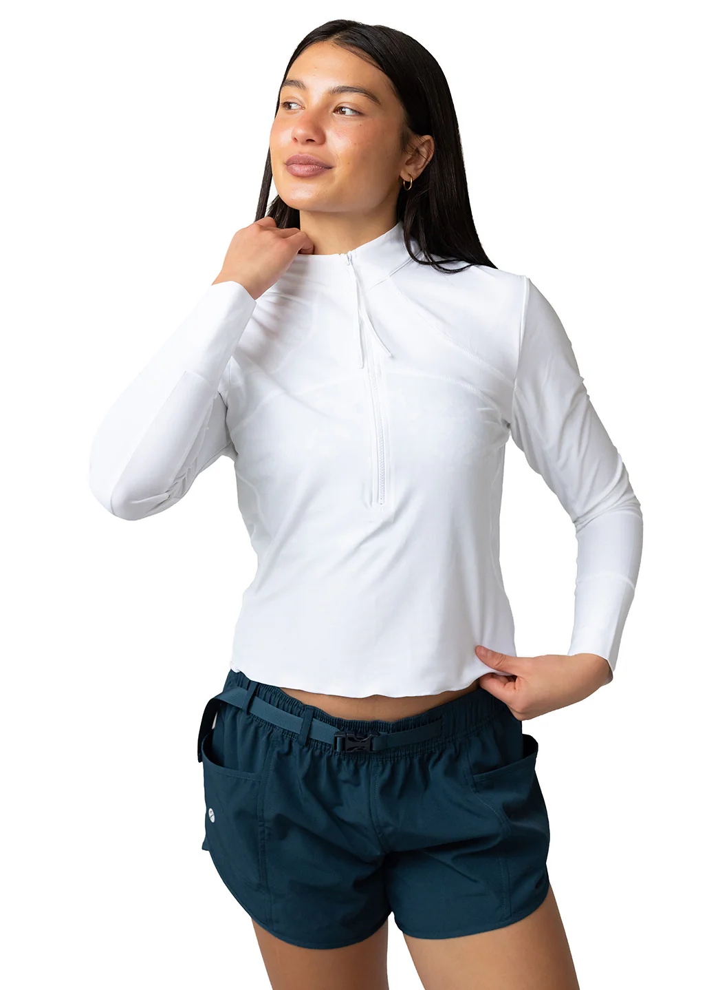 Nani Women's Canyons Solid Cropped Half Zip Long Sleeve Rash Guard - Image 2
