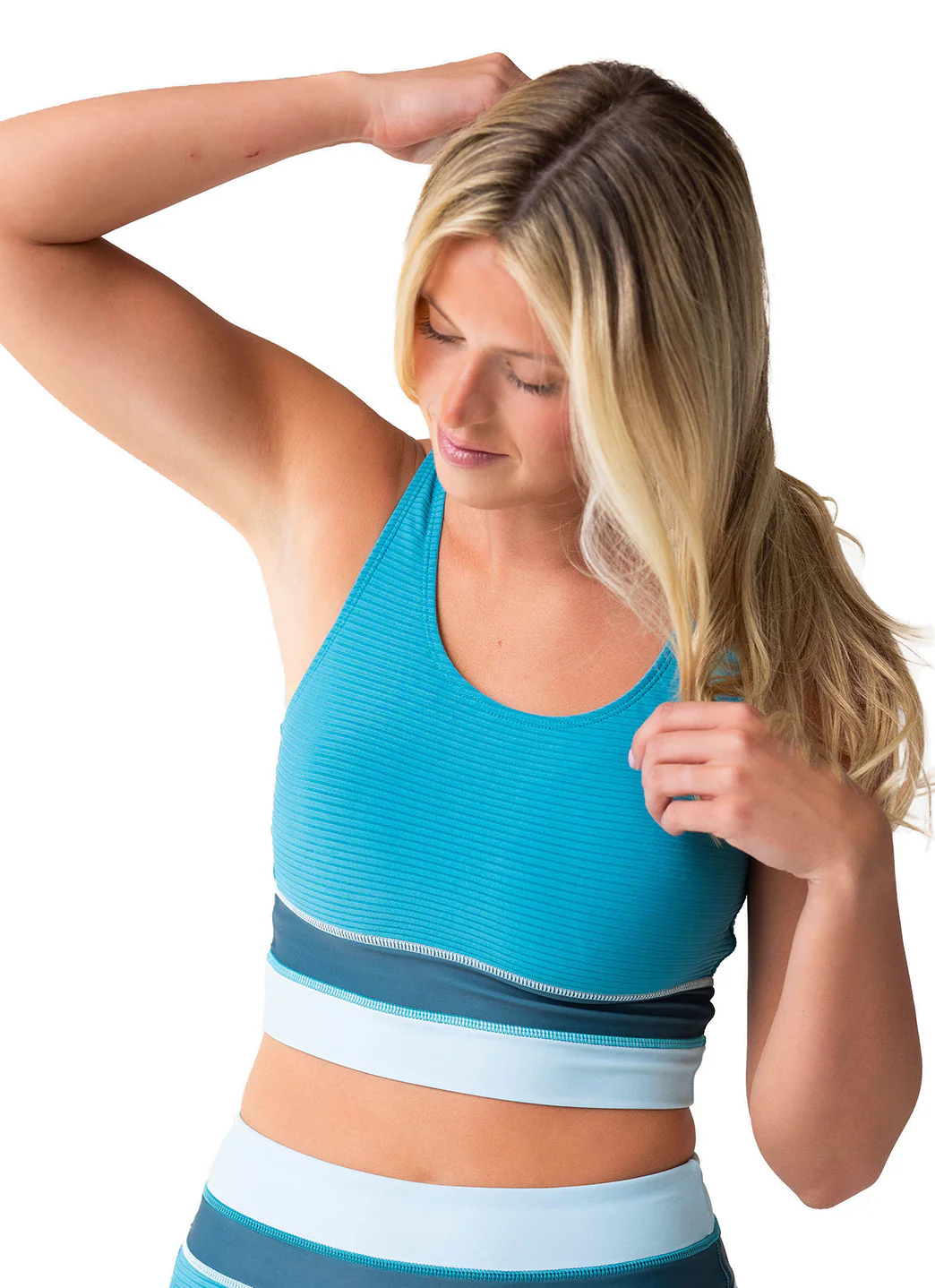 Nani Women's Flat Rib Color Block Cut Back Crop Bikini Top - Image 30