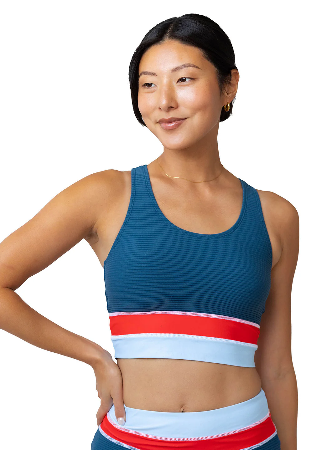 Nani Women's Flat Rib Color Block Cut Back Crop Bikini Top - Image 9