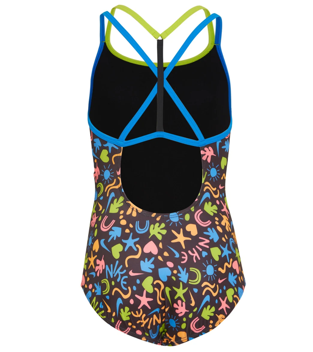 Nike Girls' Fun Forest T-Crossback One Piece Swimsuit (Big Kid) - Image 10