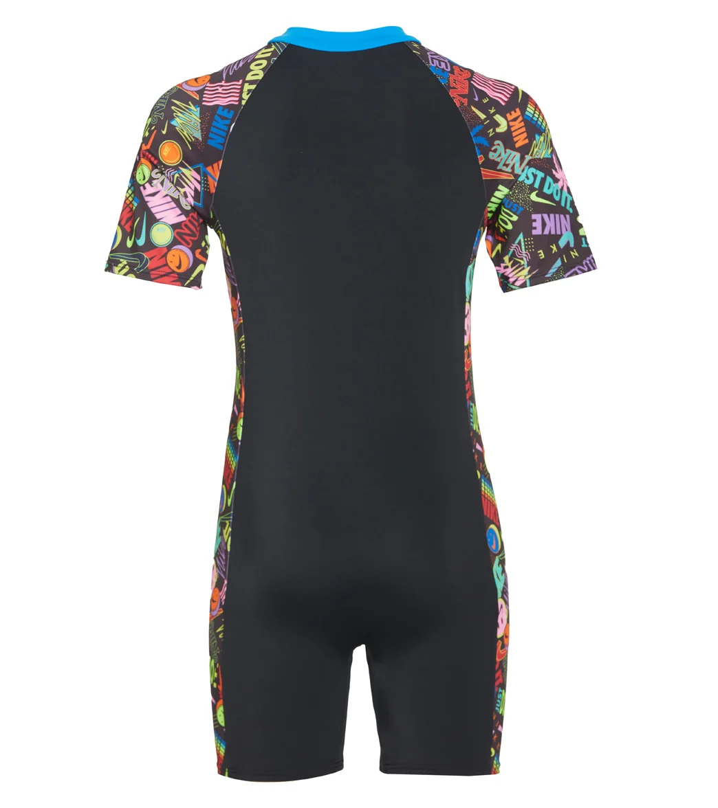 Nike Girls' Have A Nike Day Short Sleeve Zip One Piece Swimsuit (Big Kid) - Image 6