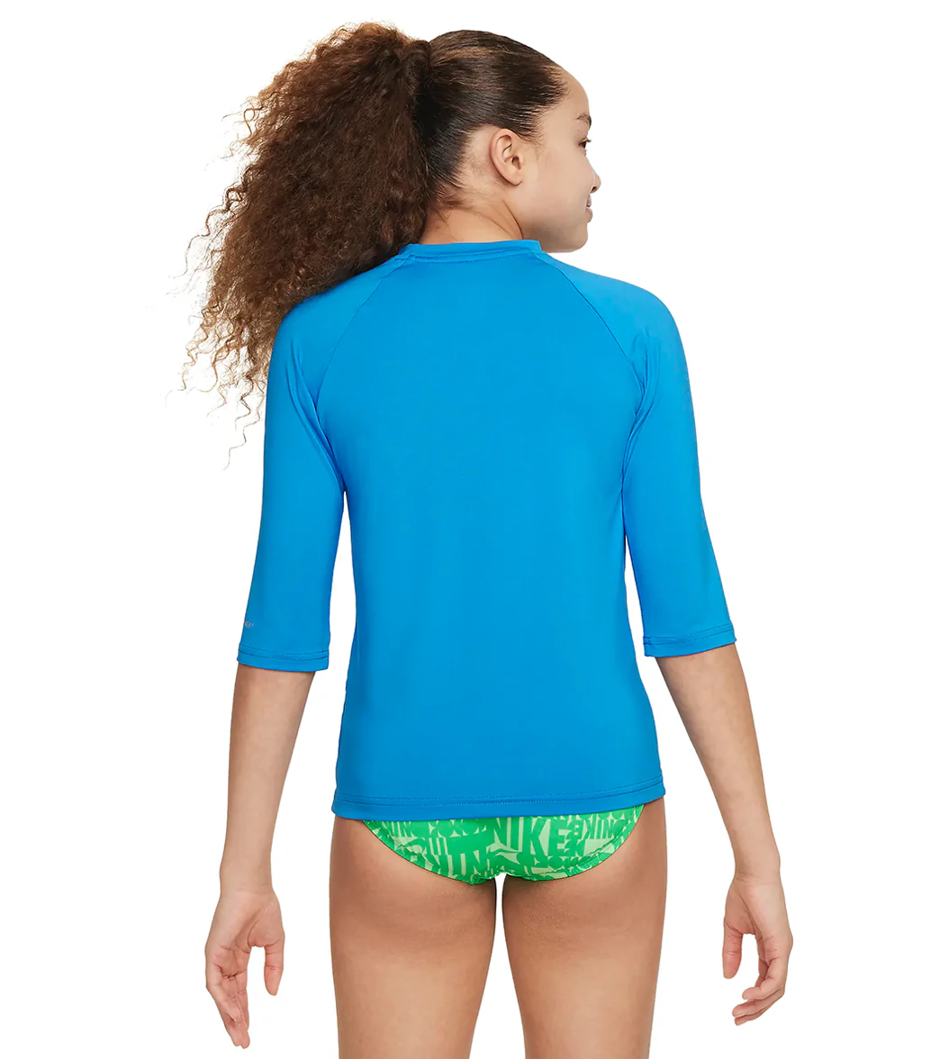 Nike Girls' Logo Short Sleeve Hydroguard (Big Kid) - Image 2
