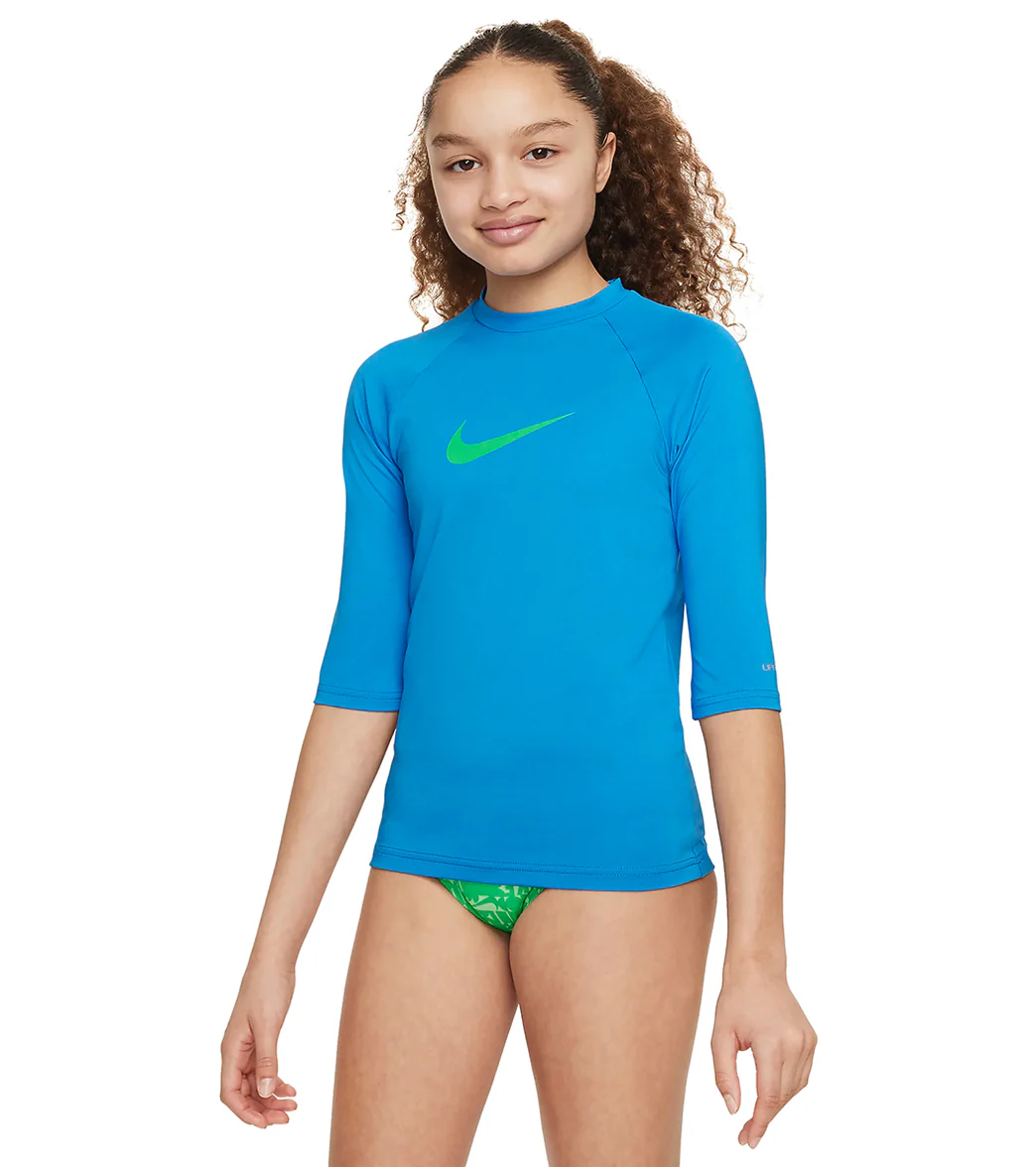 Nike Girls' Logo Short Sleeve Hydroguard (Big Kid) - Image 25