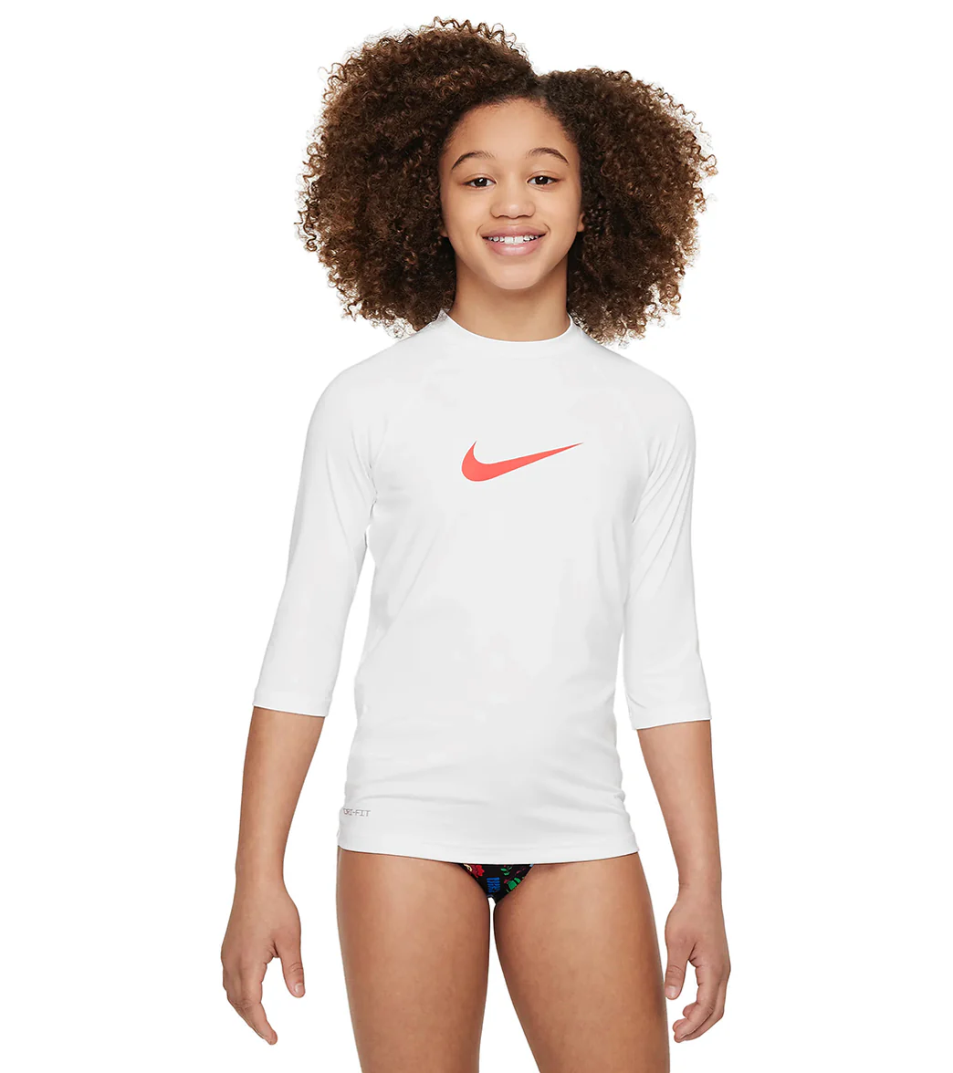 Nike Girls' Logo Short Sleeve Hydroguard (Big Kid) - Image 9