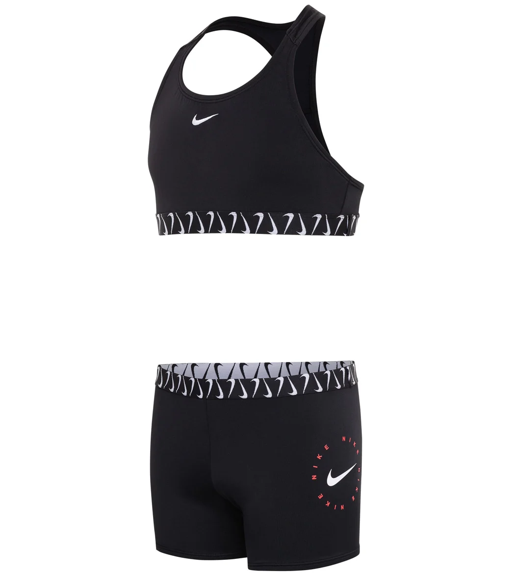 Nike Girls' Logo Tape Crossback Sport Two Piece Bikini Set (Big Kid) - Image 8
