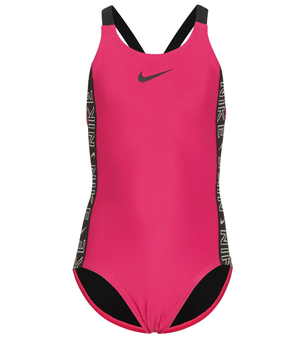 Nike Girls' Logo Tape Fastback One Piece Swimsuit (Big Kid) - Image 4