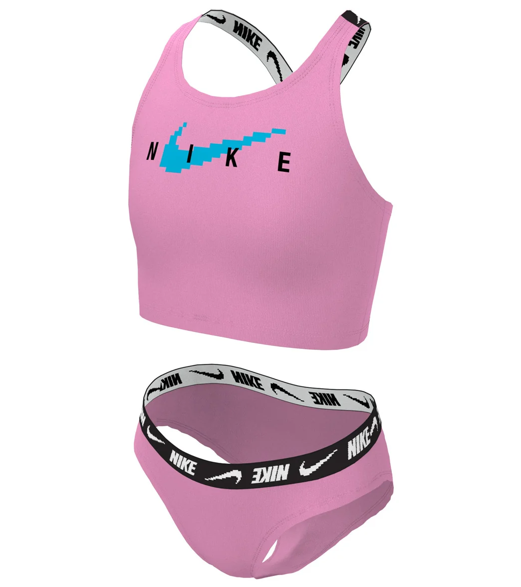 Nike Girls Logo Tape Two Piece Midkini Set (Big Kid) - Image 10