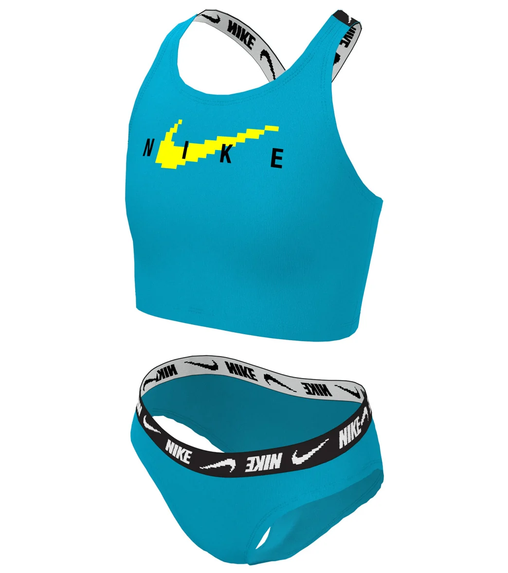Nike Girls Logo Tape Two Piece Midkini Set (Big Kid) - Image 2