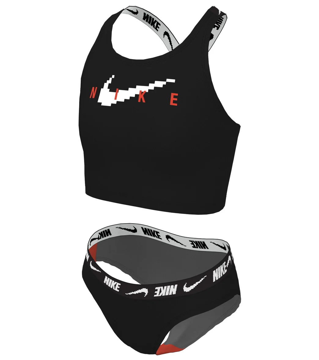 Nike Girls Logo Tape Two Piece Midkini Set (Big Kid) - Image 20