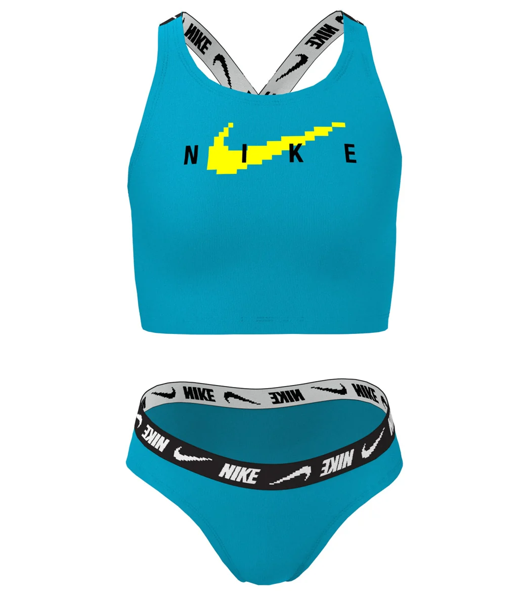 Nike Girls Logo Tape Two Piece Midkini Set (Big Kid) - Image 8