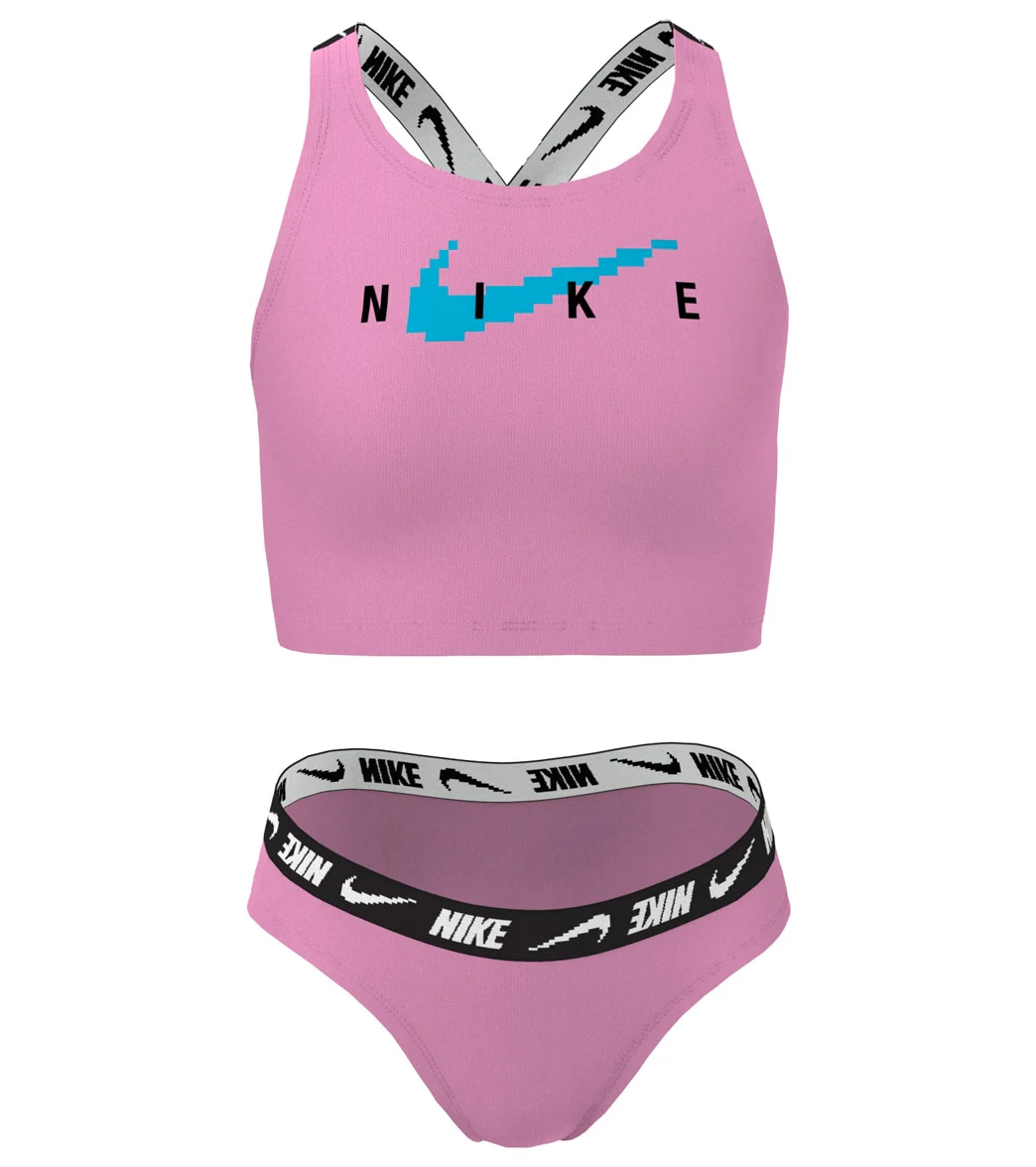 Nike Girls Logo Tape Two Piece Midkini Set (Big Kid) - Image 9