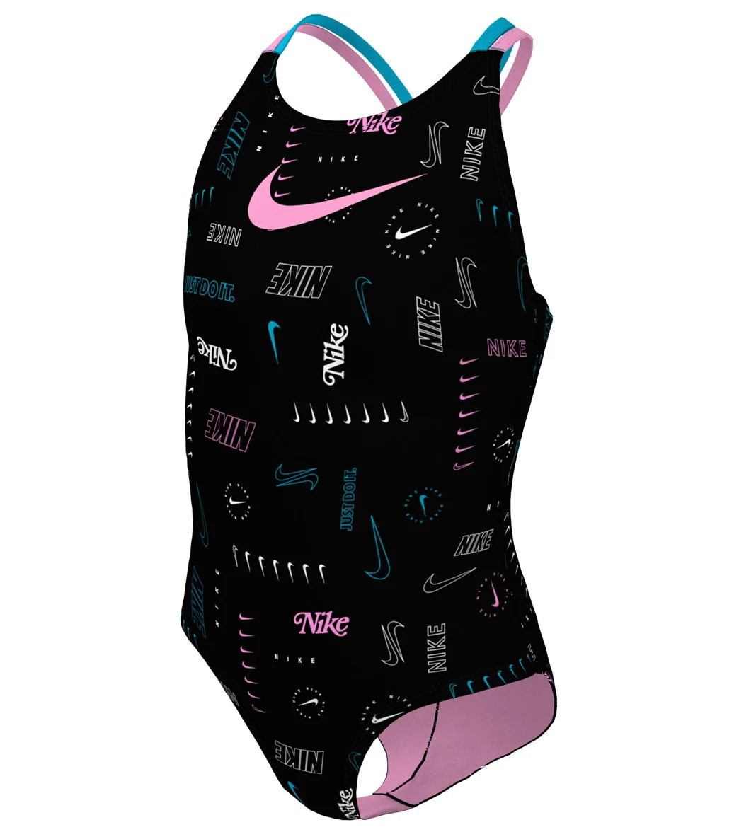 Nike Girls' Logo Toss Spiderback One Piece Swimsuit (Big Kid) - Image 12