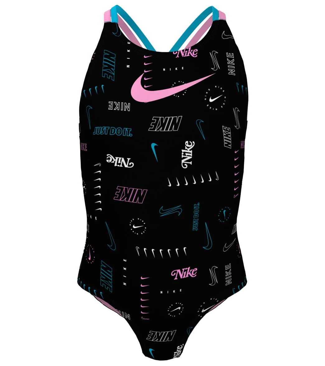 Nike Girls' Logo Toss Spiderback One Piece Swimsuit (Big Kid) - Image 21