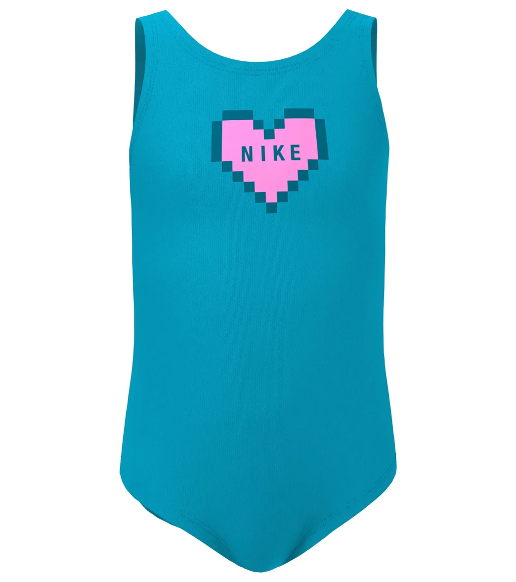 Nike Girls' Multi Logo One Piece Swimsuit (Little Kid) - Image 10