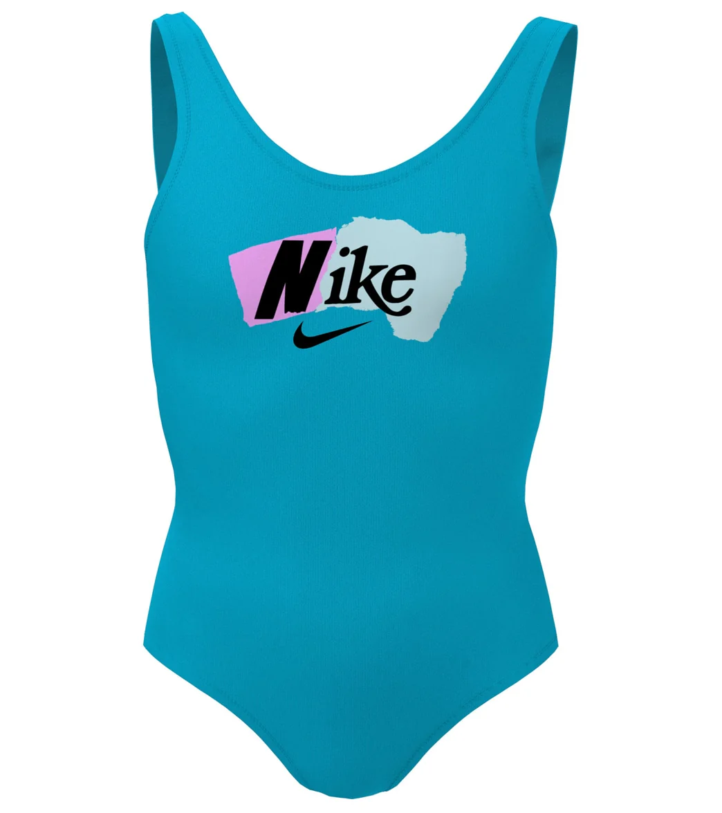 Nike Girls' Multi Logo U Back One Piece Swimsuit (Big Kid) - Image 21