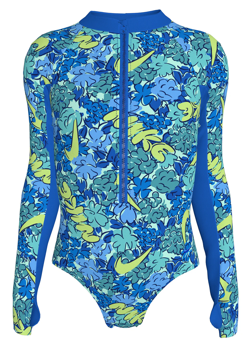 Nike Girls' Outline Floral Long Sleeve One Piece Swimsuit (Big Kid)
