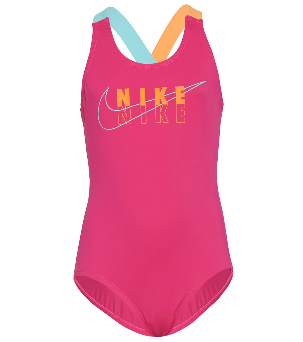 Nike Girls' Reflect Logo Crossback One Piece Swimsuit - Image 4